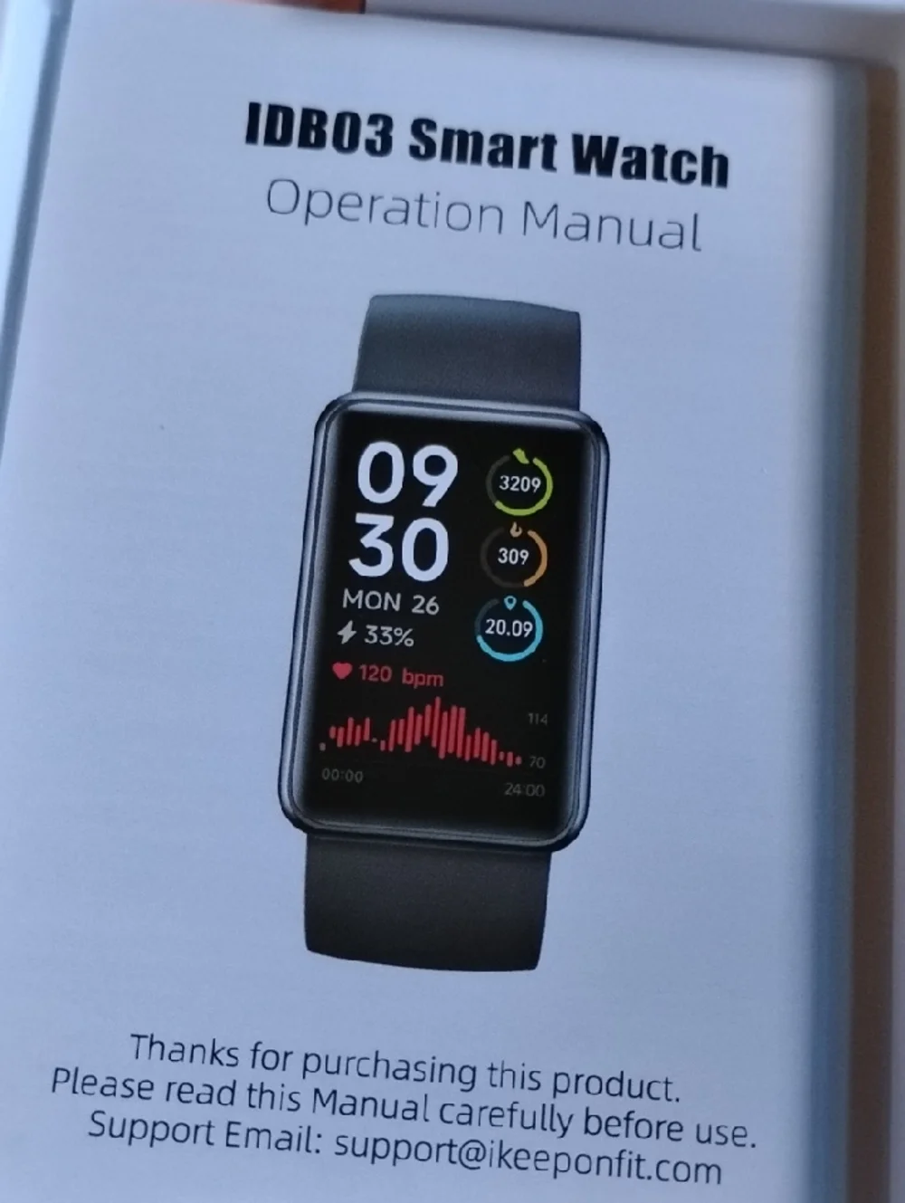 Keeponfit Smart Watch - Black with Pink Band
